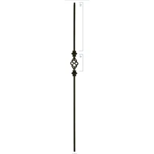 2KNUC1BASK 2558 | Double Knuckle single basket 1/2" Iron Baluster