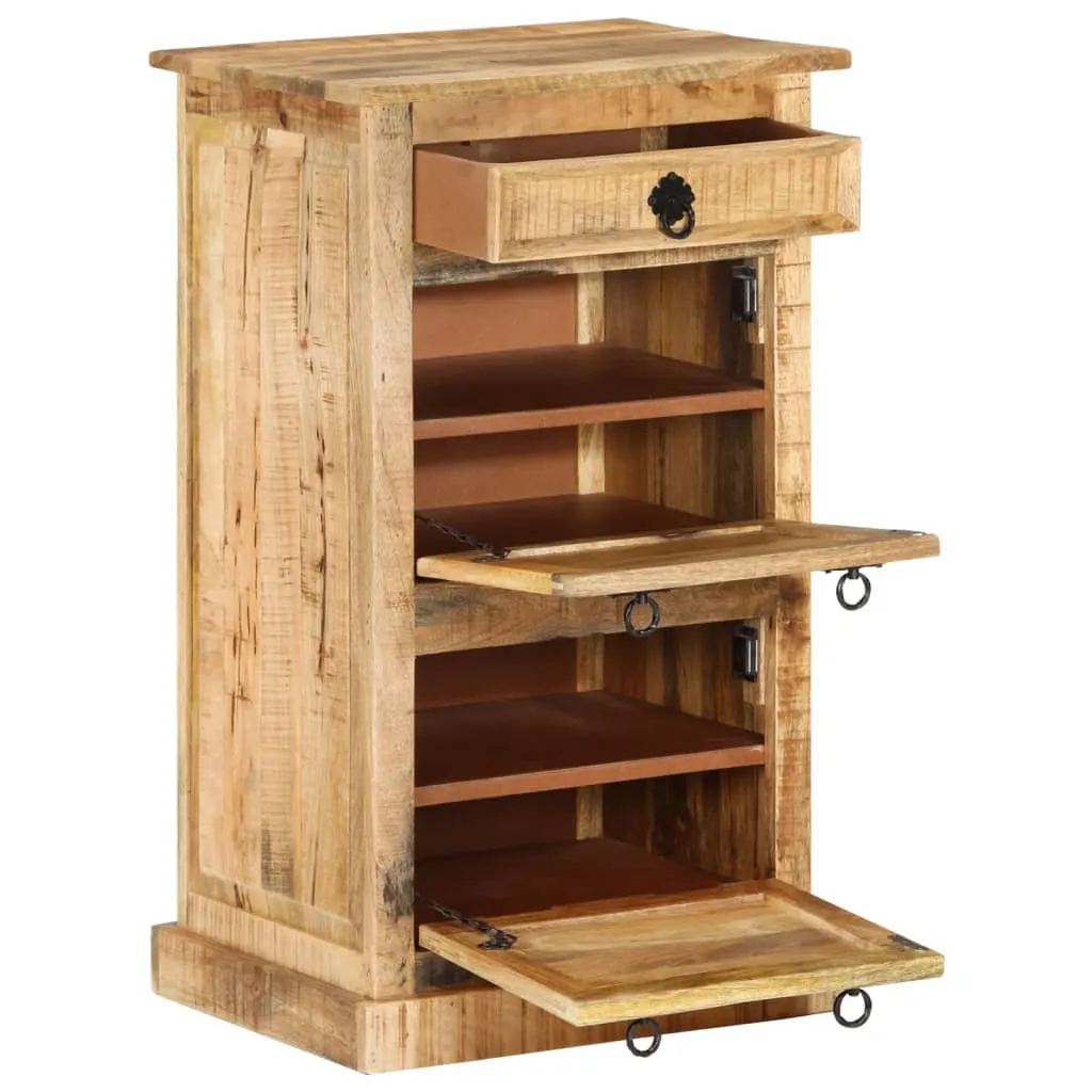 4-Layer Shoe Cabinet with Drawer Solid Rough Mango Wood