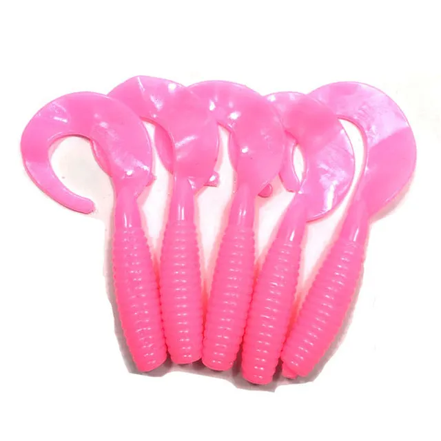 5pcs/lot 6cm 2g silicone bait iscas artificiais para pesca Curly Tail Maggots Grub Worm Fishing Lure Soft baits WQ138