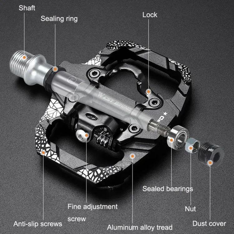 A Pair WEST BIKING YP0802086 Mountain Bike Aluminum Bearing Pedals(Red)