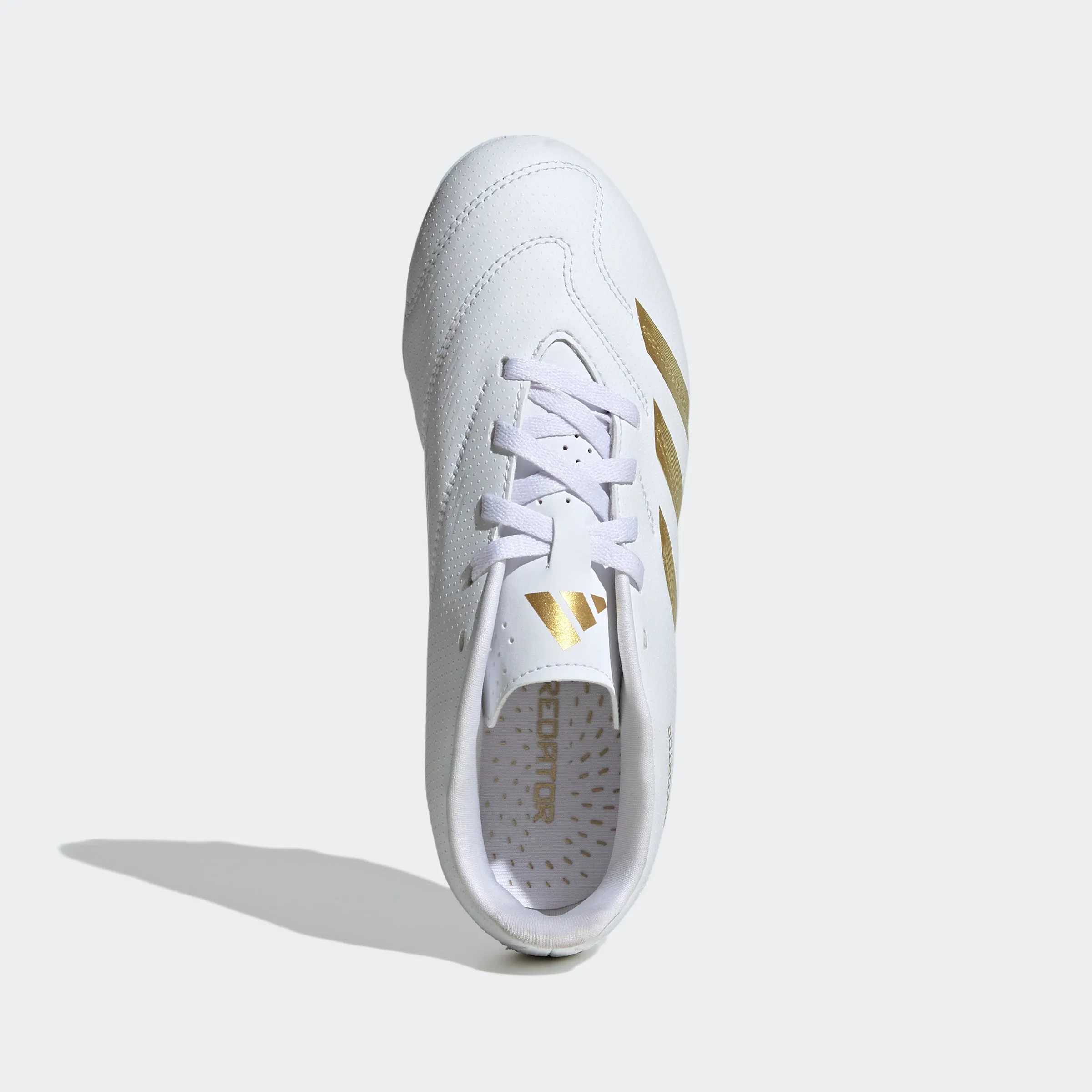 adidas PREDATOR CLUB Flexible Ground Cleats | Cloud White-Metallic Gold | Kid's Unisex