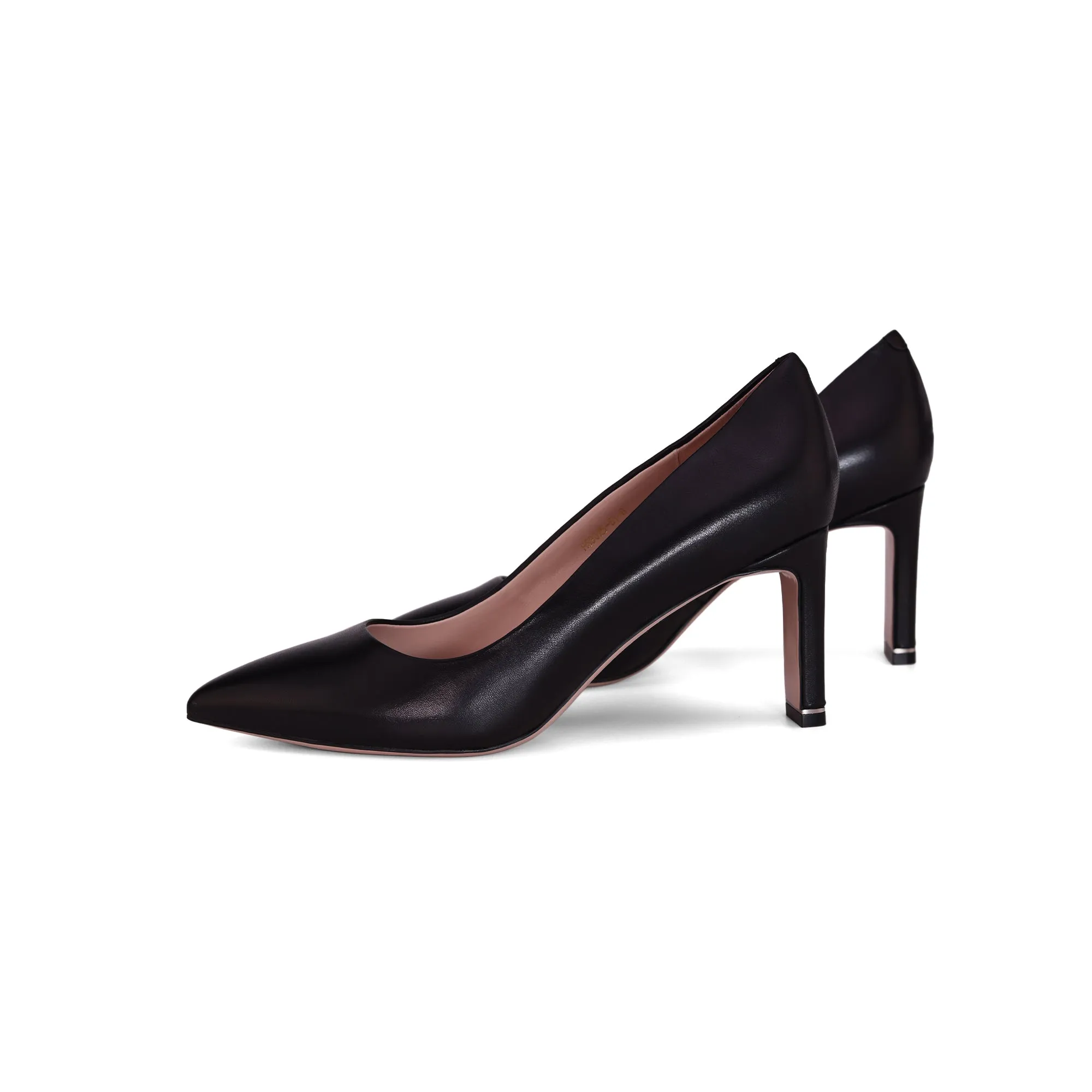 AiciBerllucci  Black Sheepskin Leather & Sheepskin lining-Bella-Women Pumps Shoes Closed Toe Mid Heels  Pointed Toe Heel Office Business Heels Comfortable Leather Pumps for Women