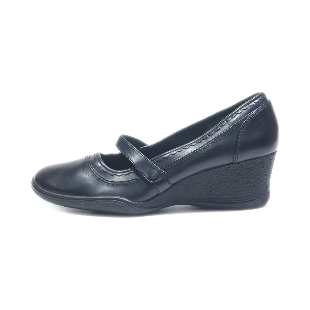 Airstep Wedge Shoes Leather Black Colour For Women