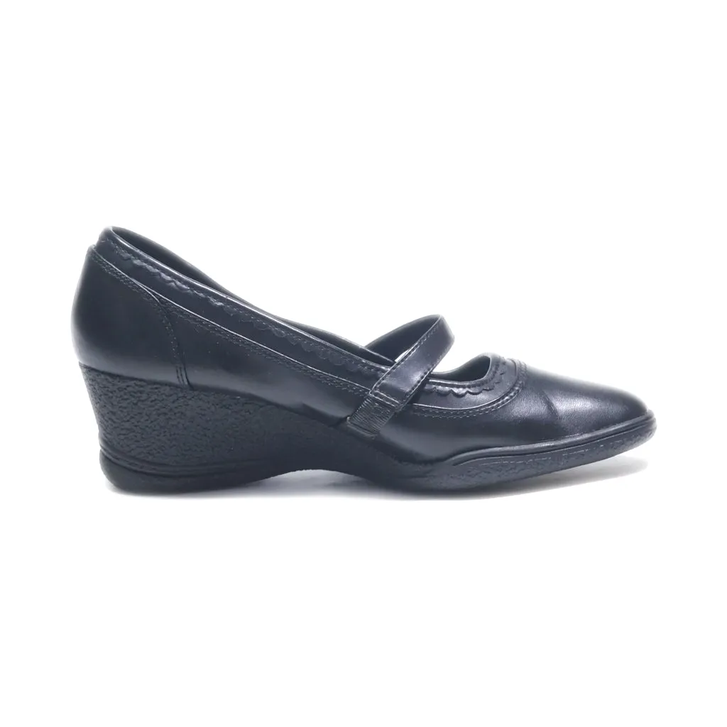 Airstep Wedge Shoes Leather Black Colour For Women