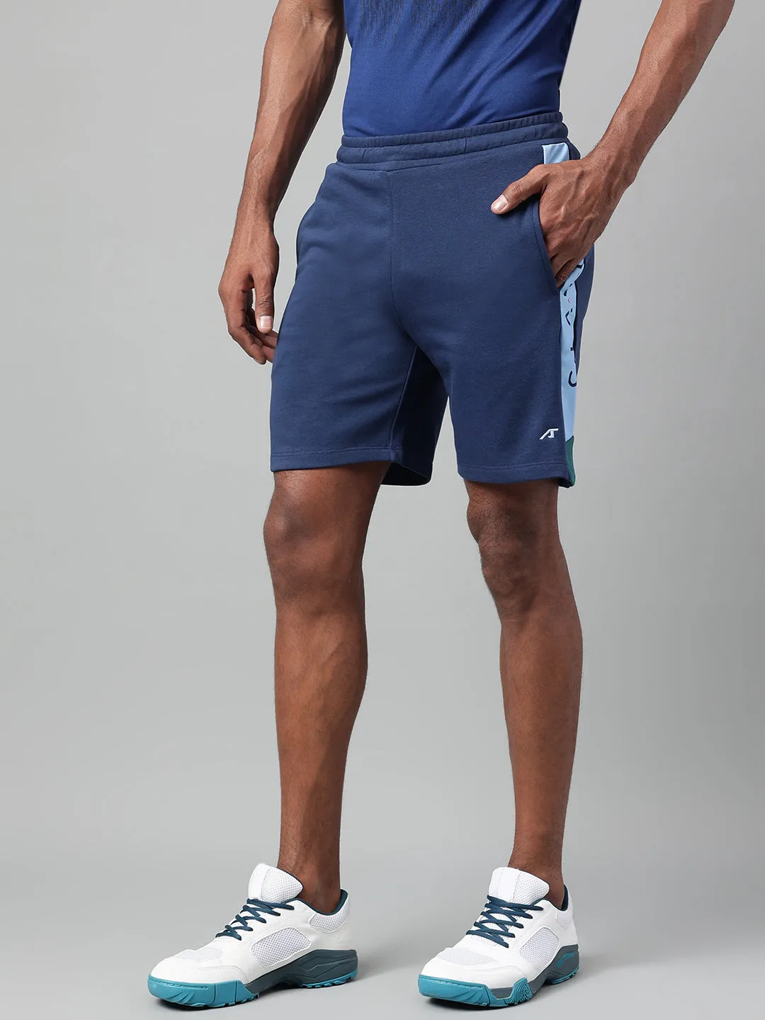 Alcis Men's Navy Soft Touch Slim-Fit Athleisure Shorts