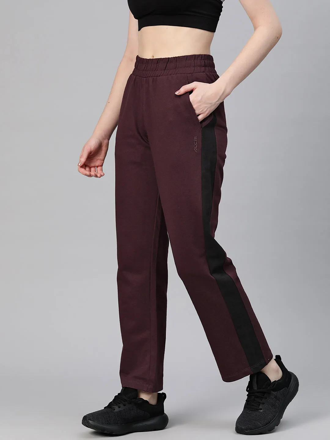 Alcis Women Solid Regular-Fit Track Pants