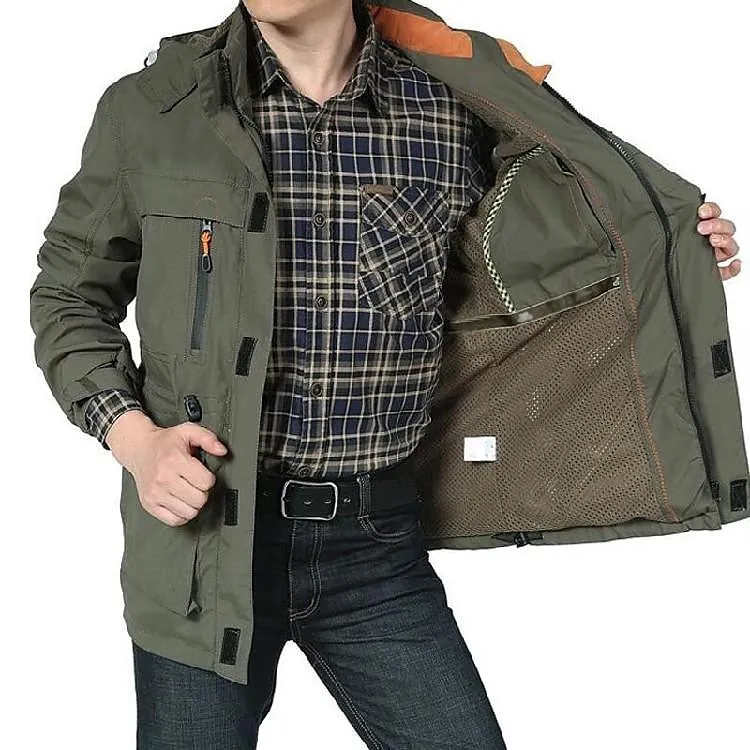 All-Weather Men's Tactical Cargo Jacket for Outdoor Adventures