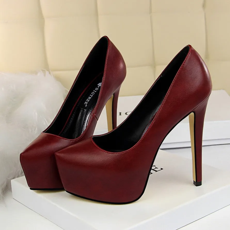 Amozae-Women Extreme 13.5cm High Heels Platform Pumps Lady   Heels Burgundy Pumps Pole Dance Escarpins Fetish Stripper Shoes