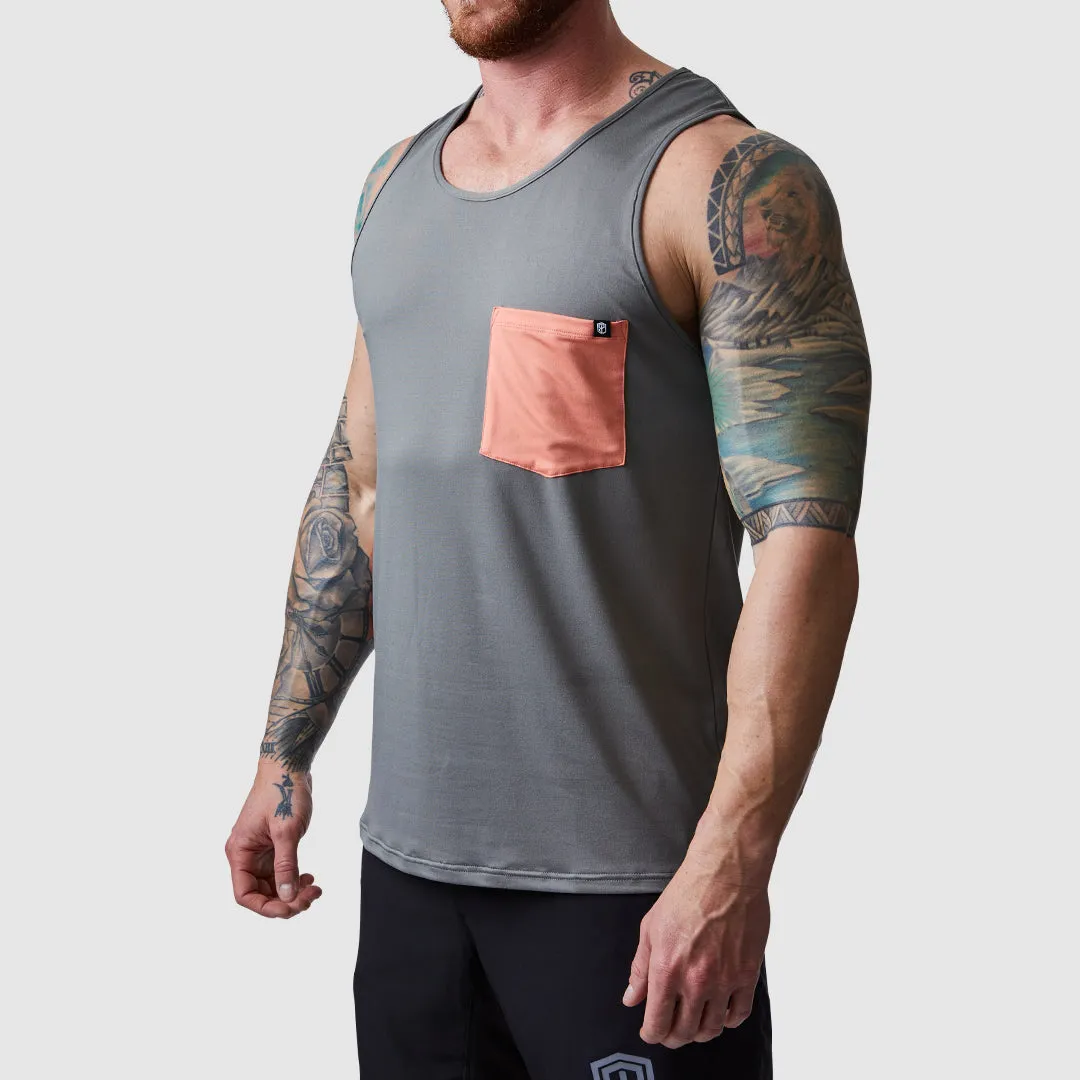 Athleisure Pocket Tank (Metal Grey-Flame)