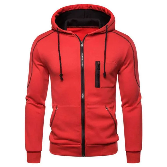 Athletic Graphic Zip-Up Hoodie with Pockets