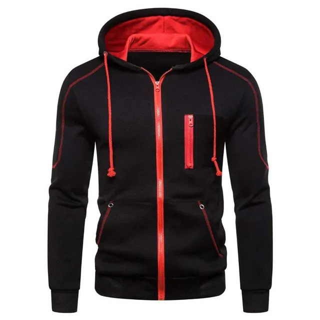 Athletic Graphic Zip-Up Hoodie with Pockets