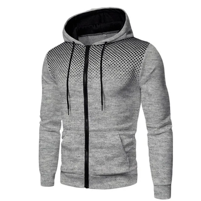 Athletic Graphic Zip-Up Hoodie with Pockets