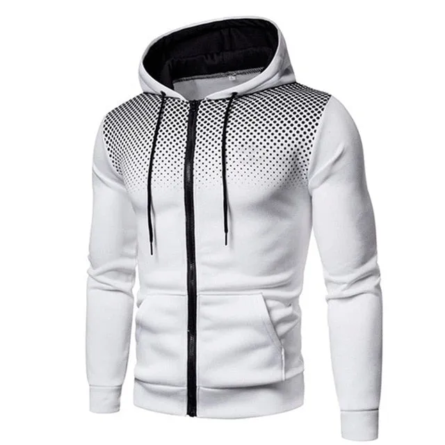 Athletic Graphic Zip-Up Hoodie with Pockets