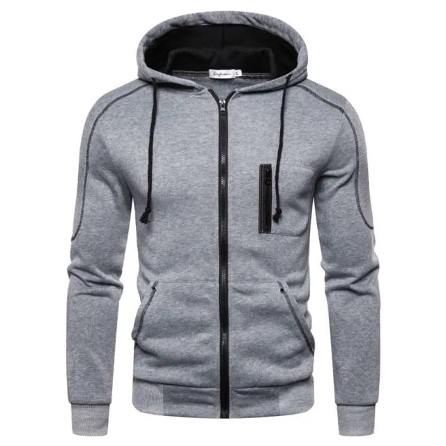 Athletic Graphic Zip-Up Hoodie with Pockets