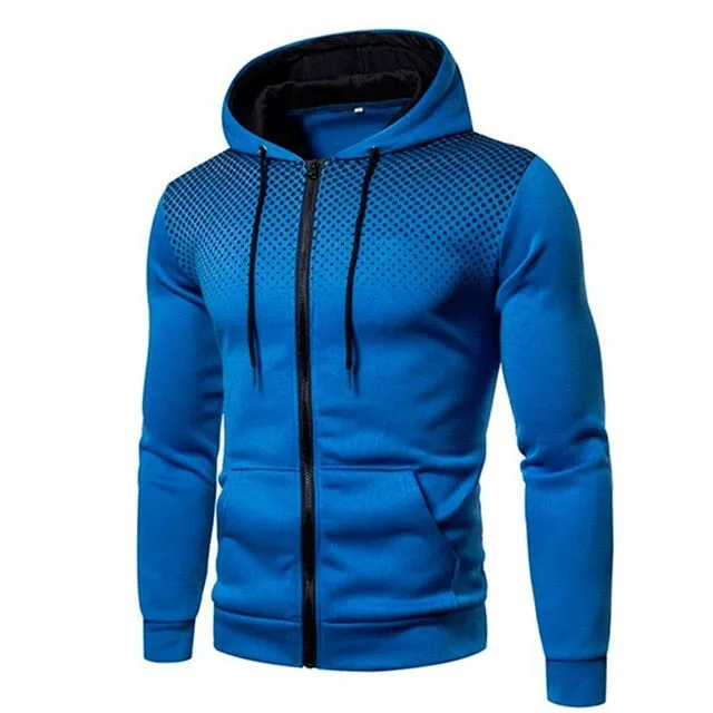 Athletic Graphic Zip-Up Hoodie with Pockets