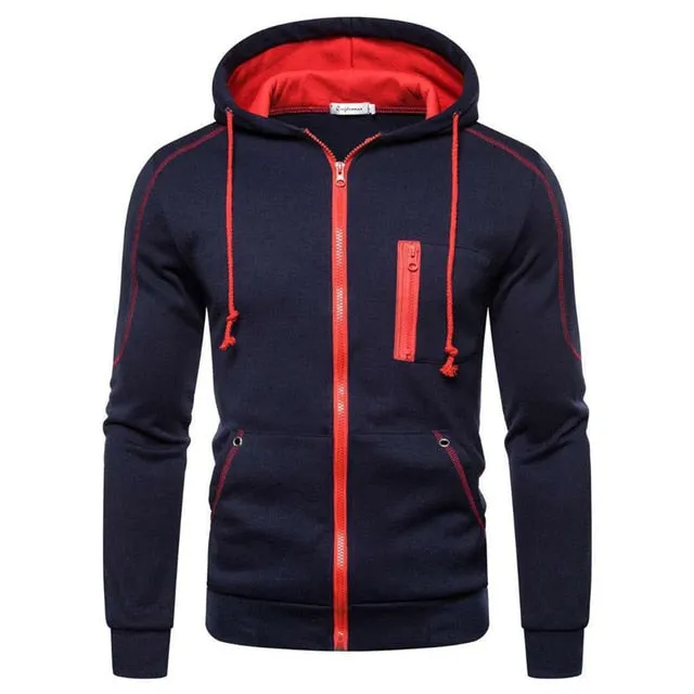 Athletic Graphic Zip-Up Hoodie with Pockets