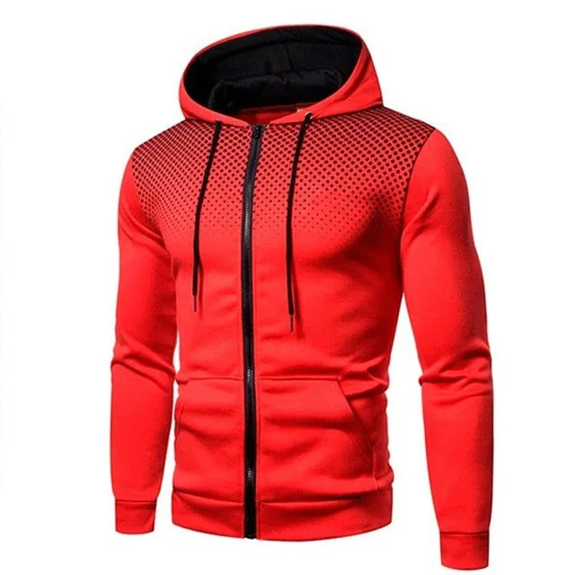 Athletic Graphic Zip-Up Hoodie with Pockets