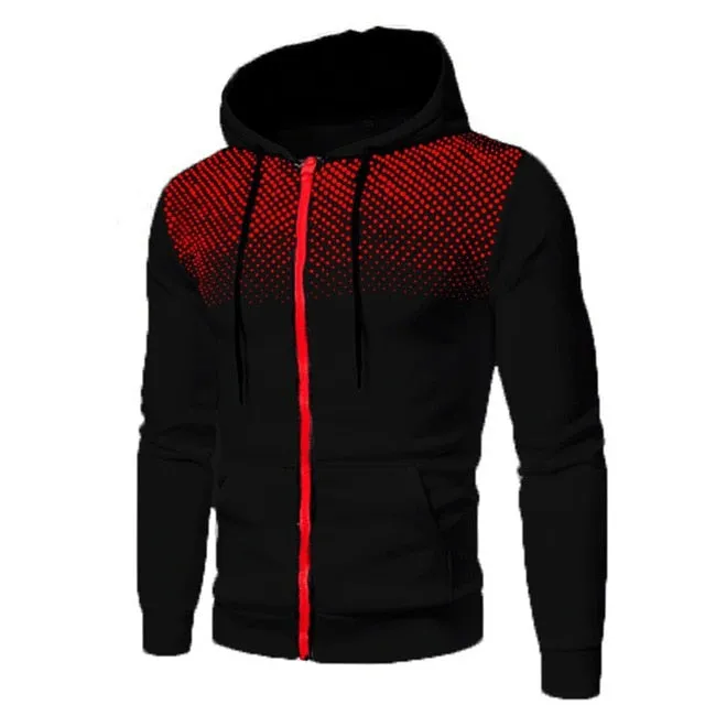 Athletic Graphic Zip-Up Hoodie with Pockets