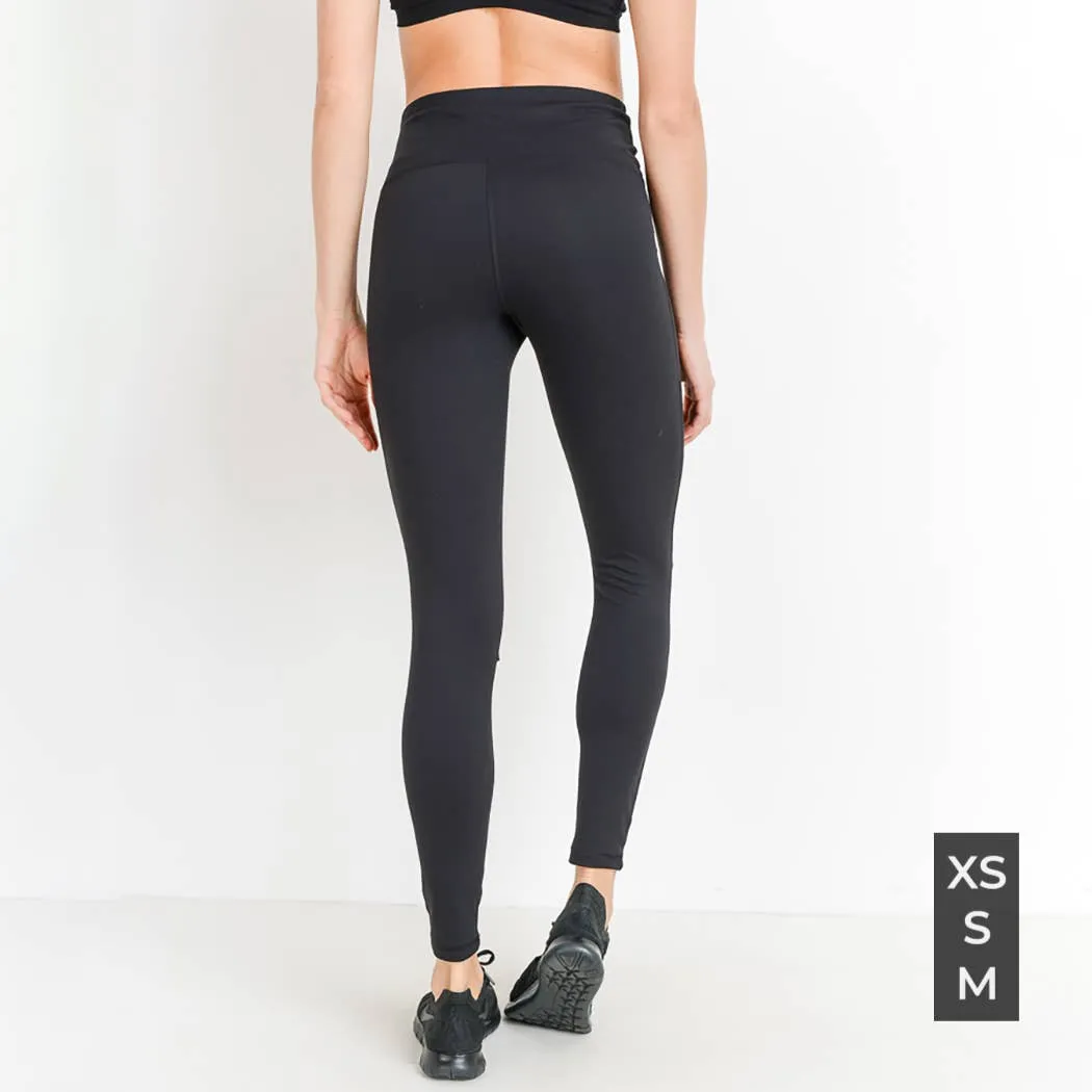 B Mono High Waist Shredded Knee Laser-Cut Leggings