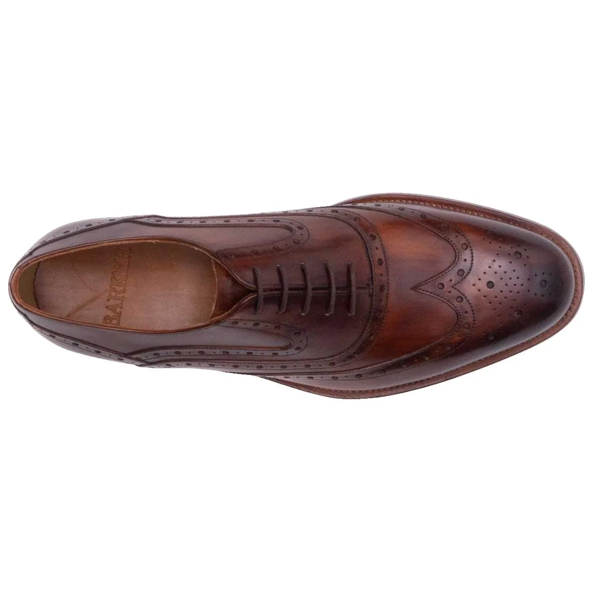 BARKER Liffey Shoes - Mens Brogue - Hand Brushed Brown