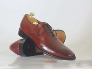 Bespoke Burgundy Brogue Toe Shoe for Men