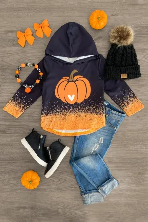 Black & Orange Pumpkin Heart Hoodie