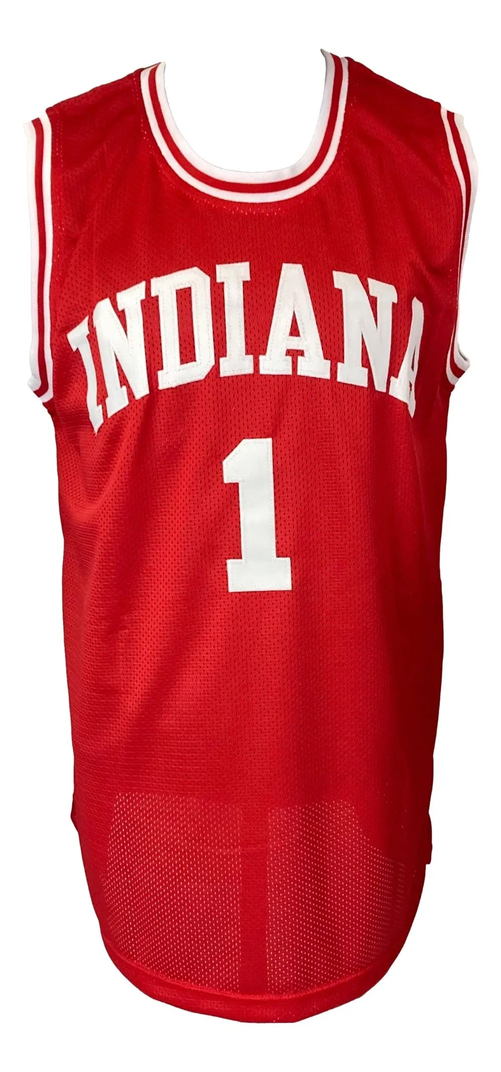 Bob Knight Indiana Signed Red Stat Basketball Jersey JSA