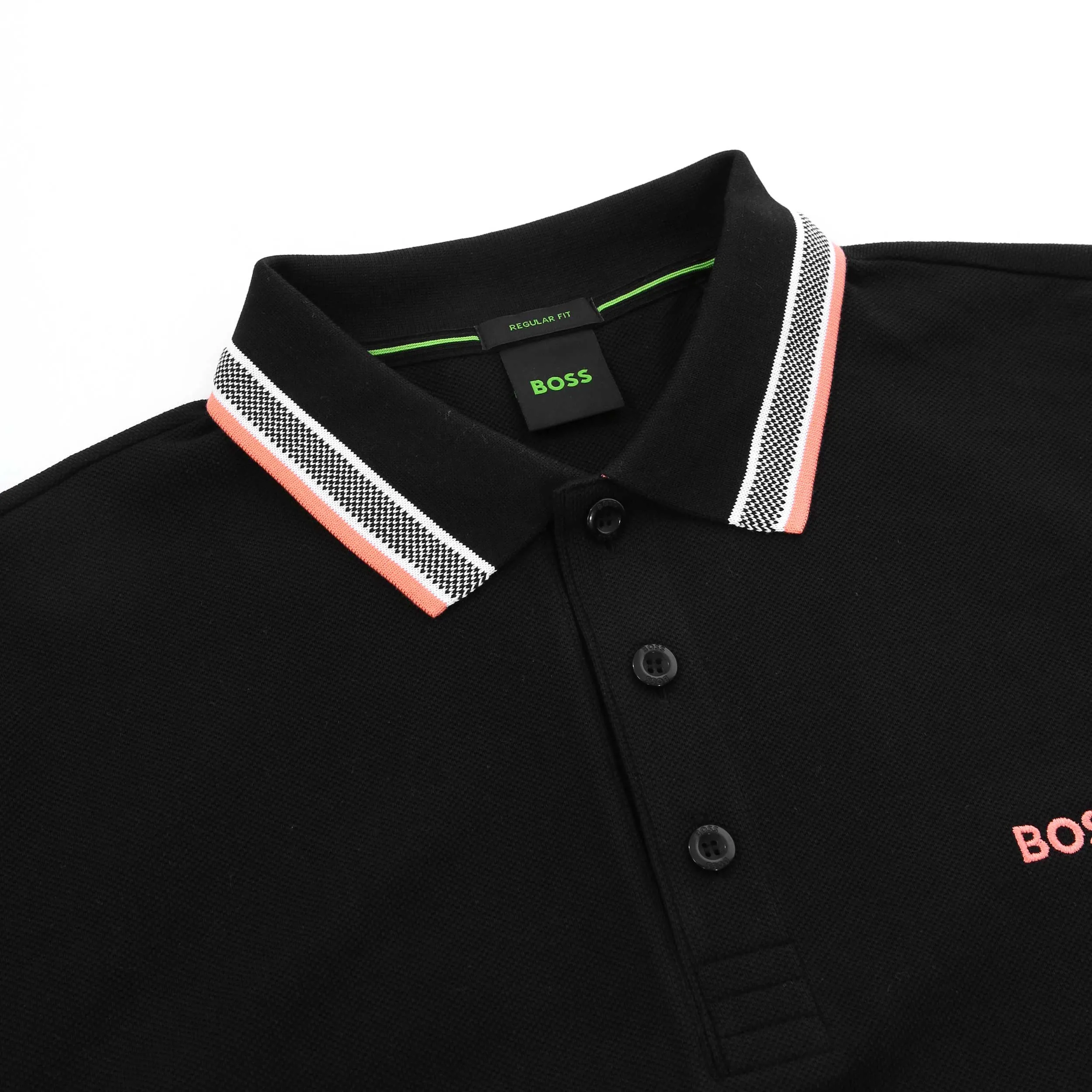 BOSS Paddy Polo Shirt in Black & Orange