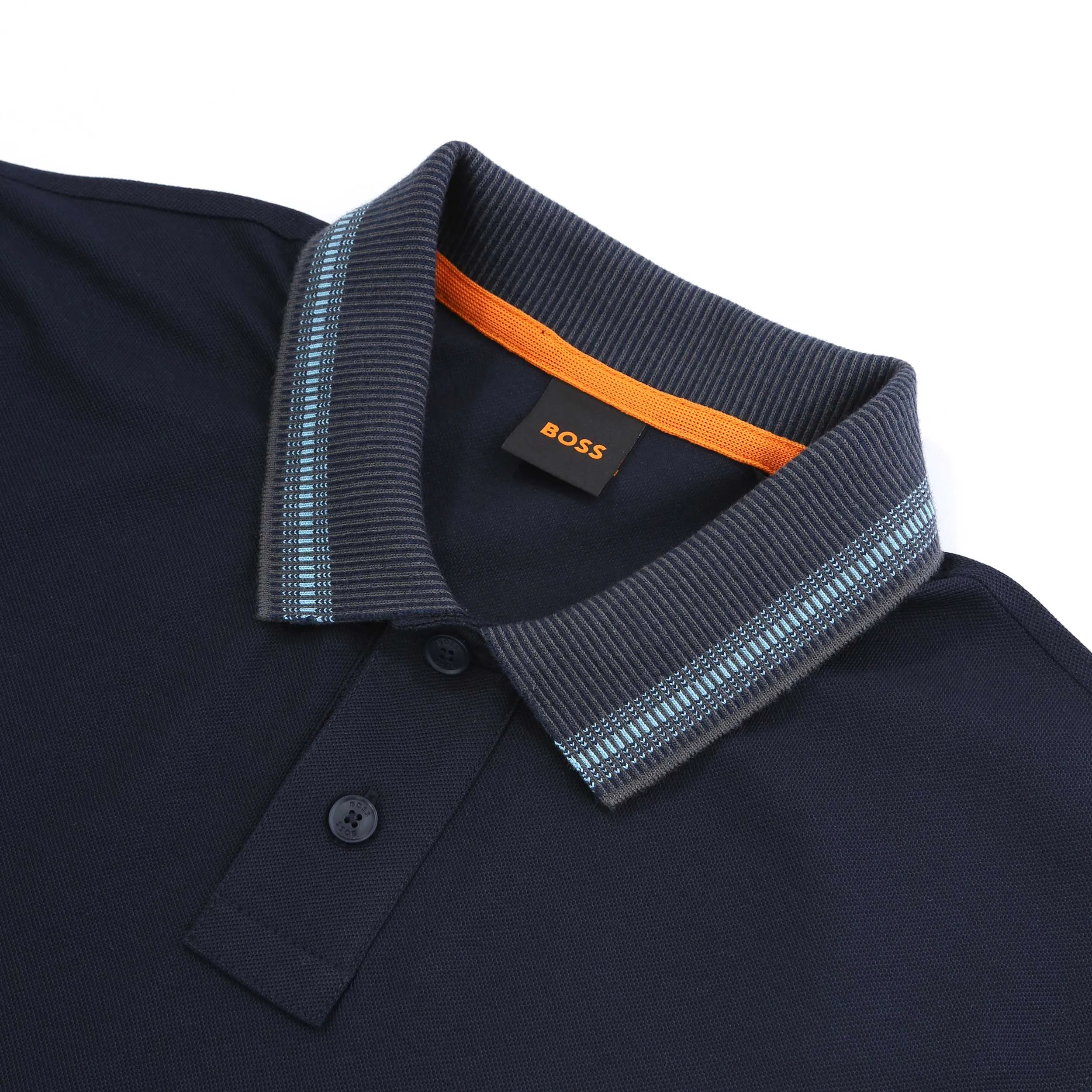 BOSS PeGlitchKnit Polo Shirt in Dark Blue