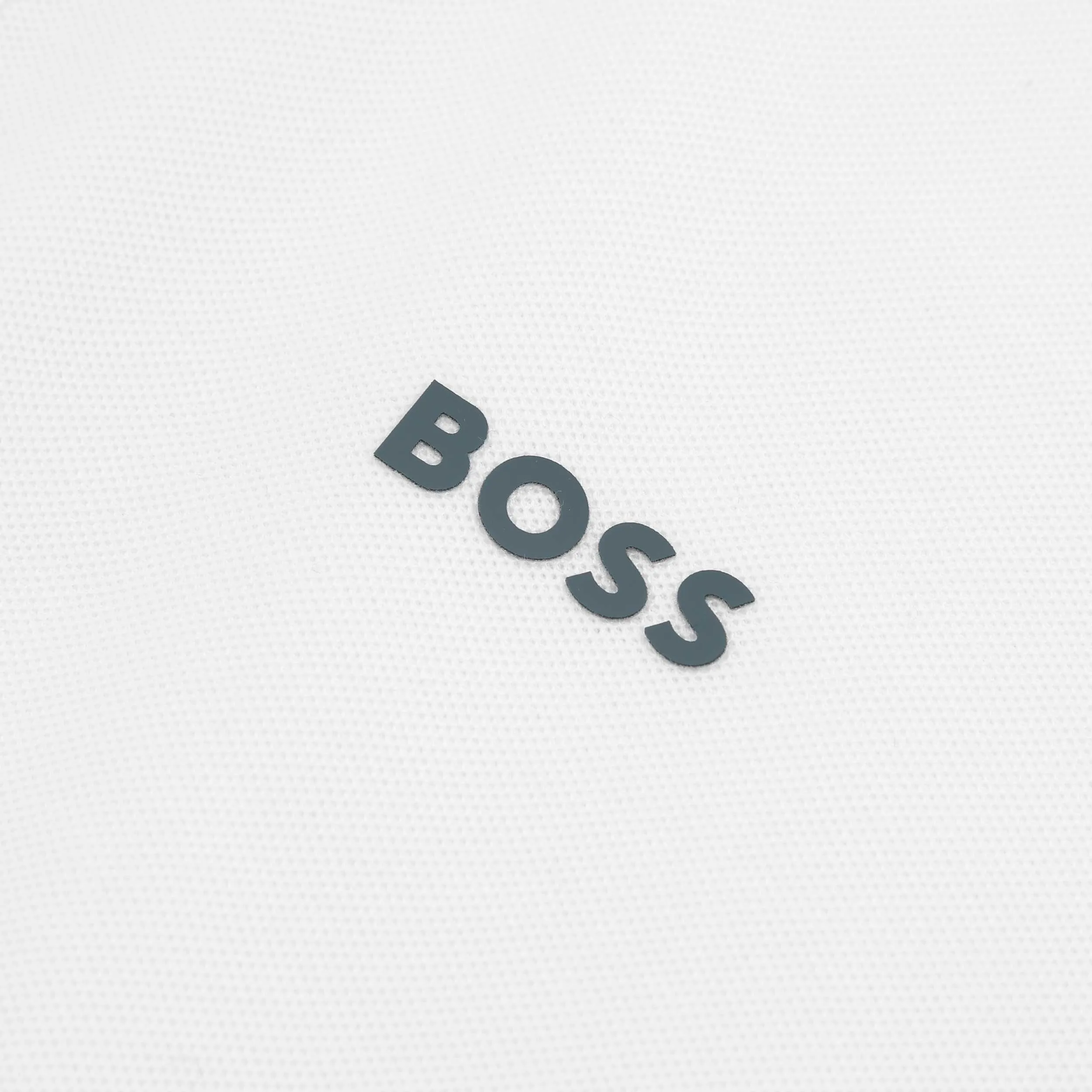 BOSS PeGlitchKnit Polo Shirt in White