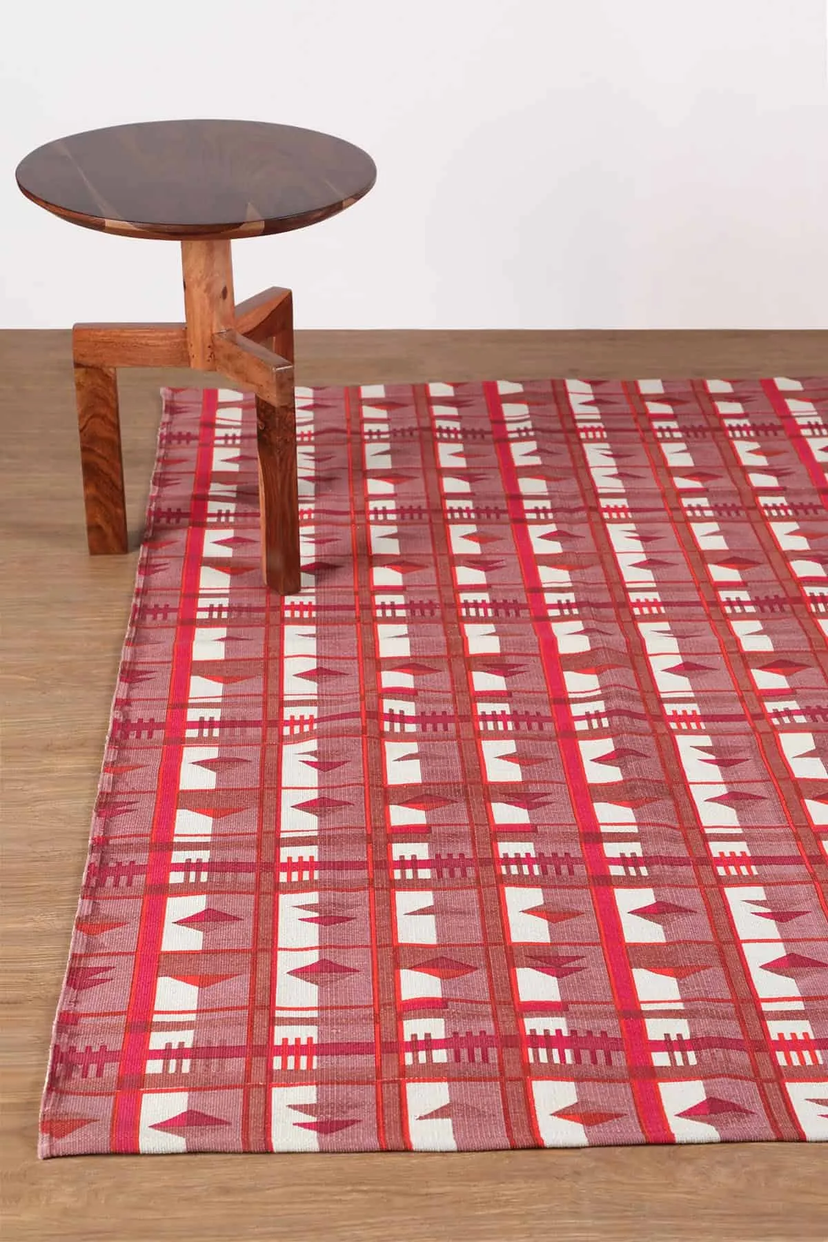 Cambaya Pure Cotton Printed Rug (Red)