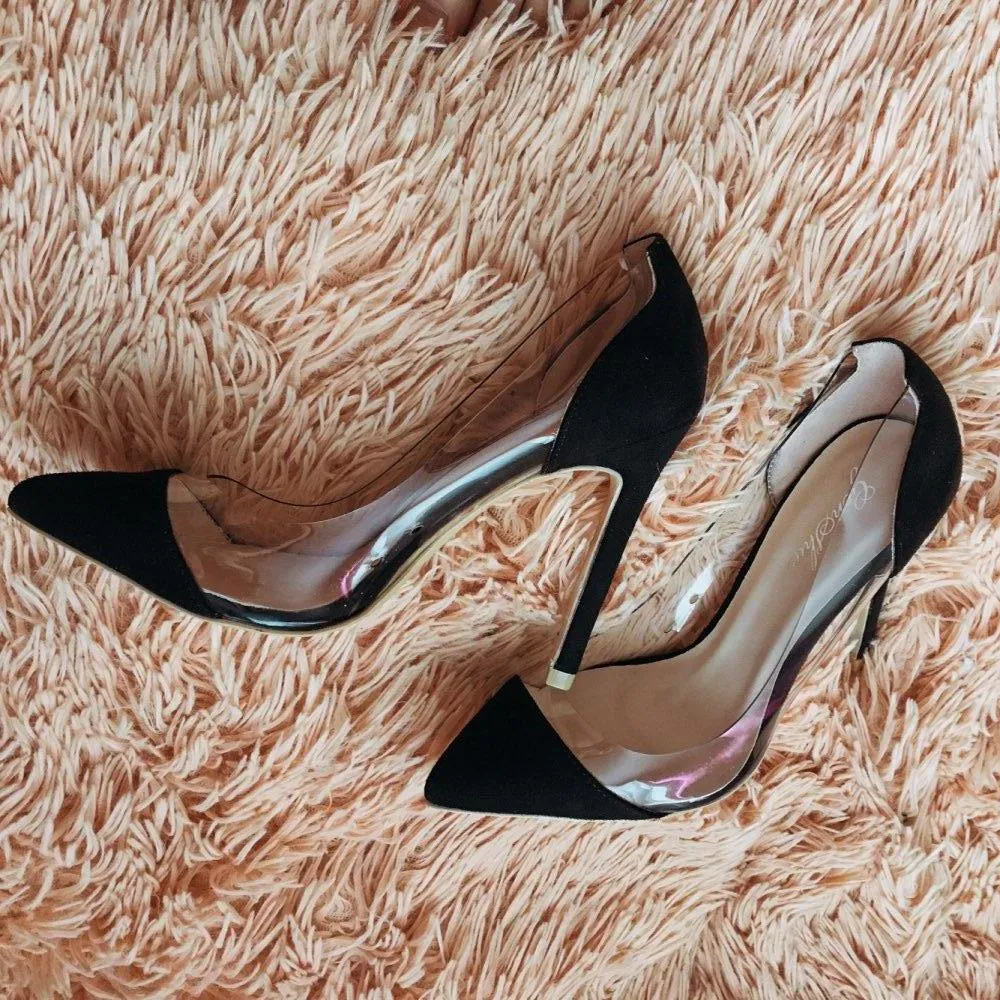 CASSIDY Black Suede Leather Pumps