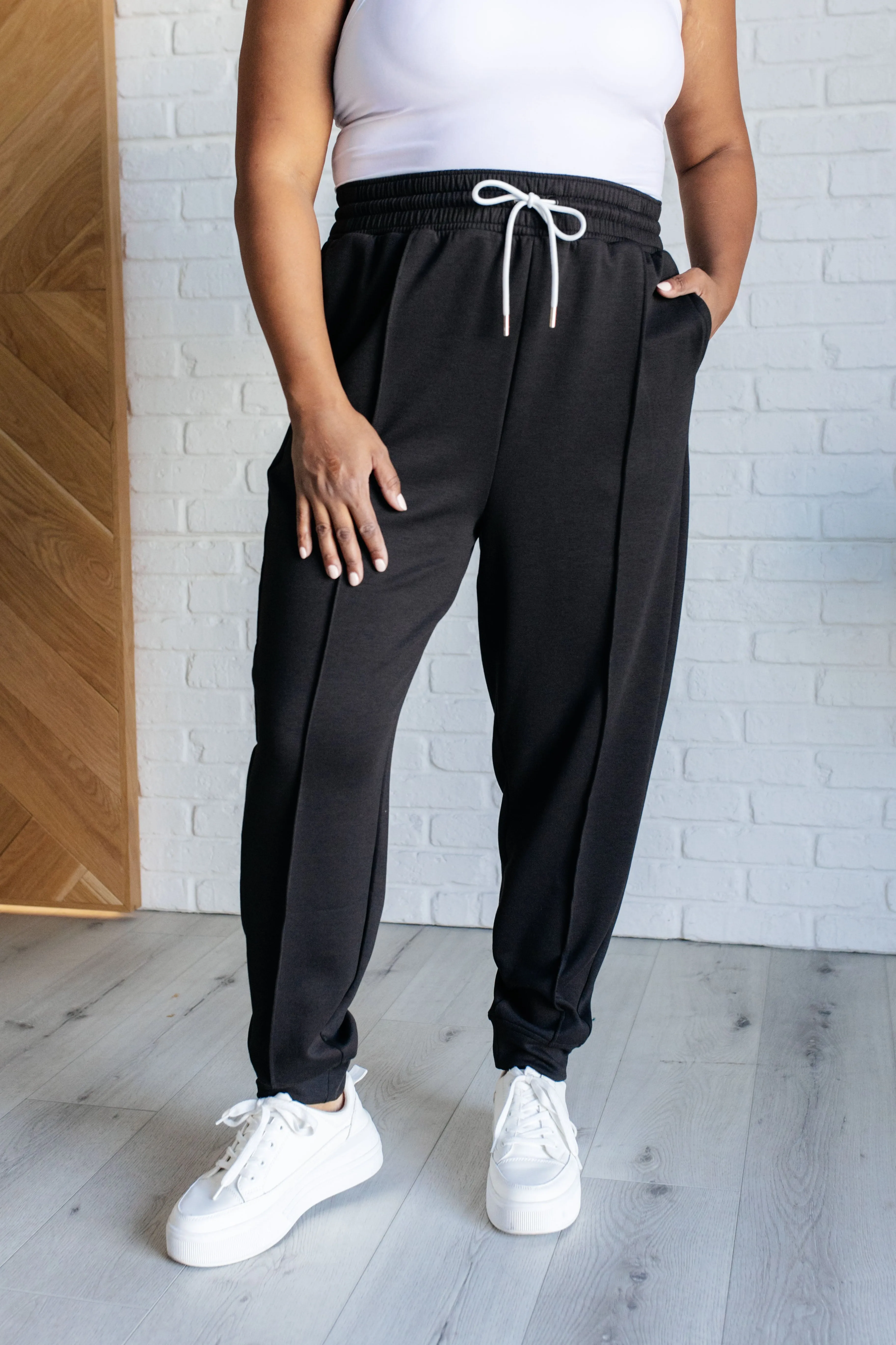 Center Seam Scuba Joggers in Black by Zenana