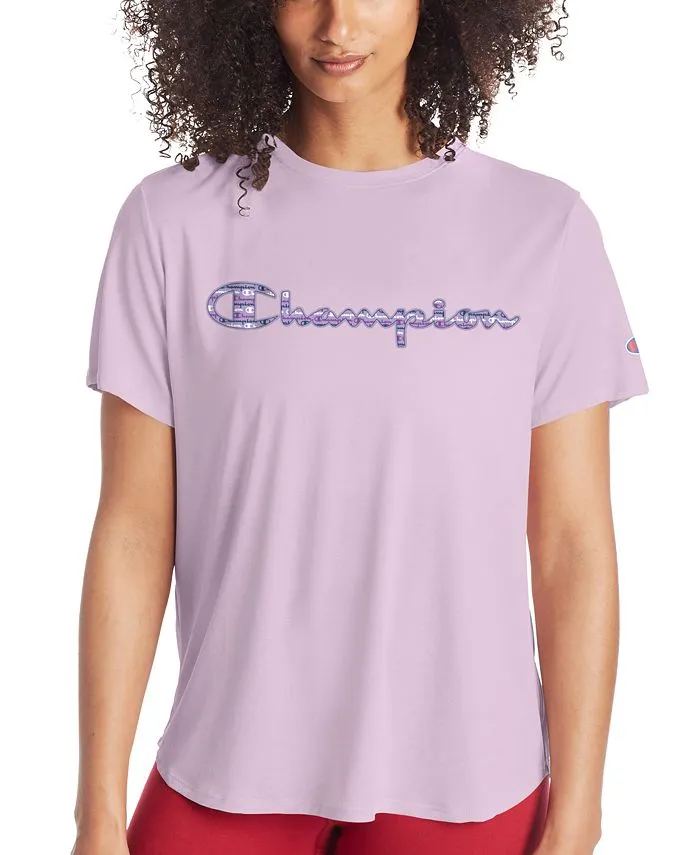 Champion Women's Cotton Logo Boyfriend T-Shirt Pink Size X-Small