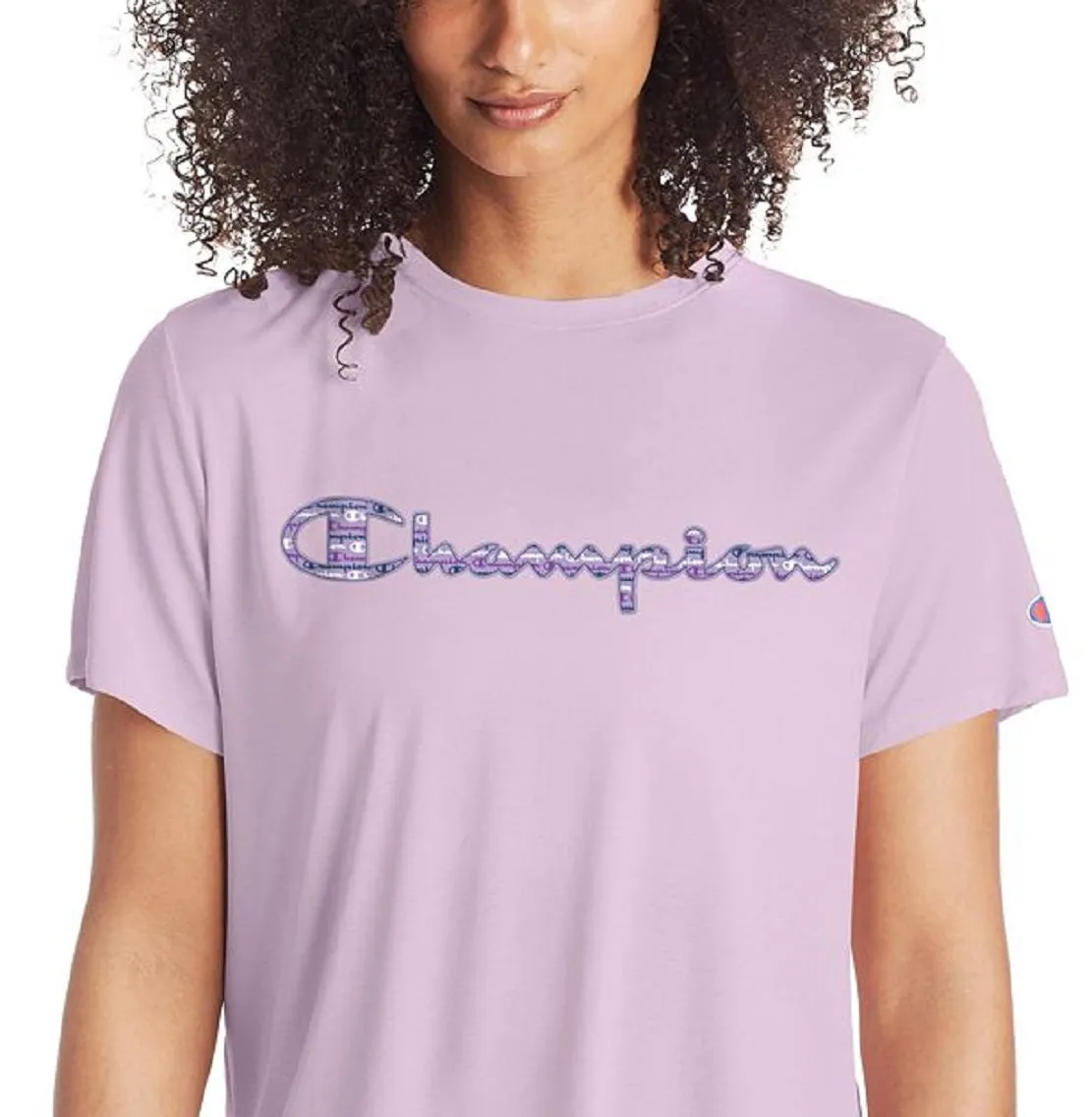 Champion Women's Cotton Logo Boyfriend T-Shirt Pink Size X-Small