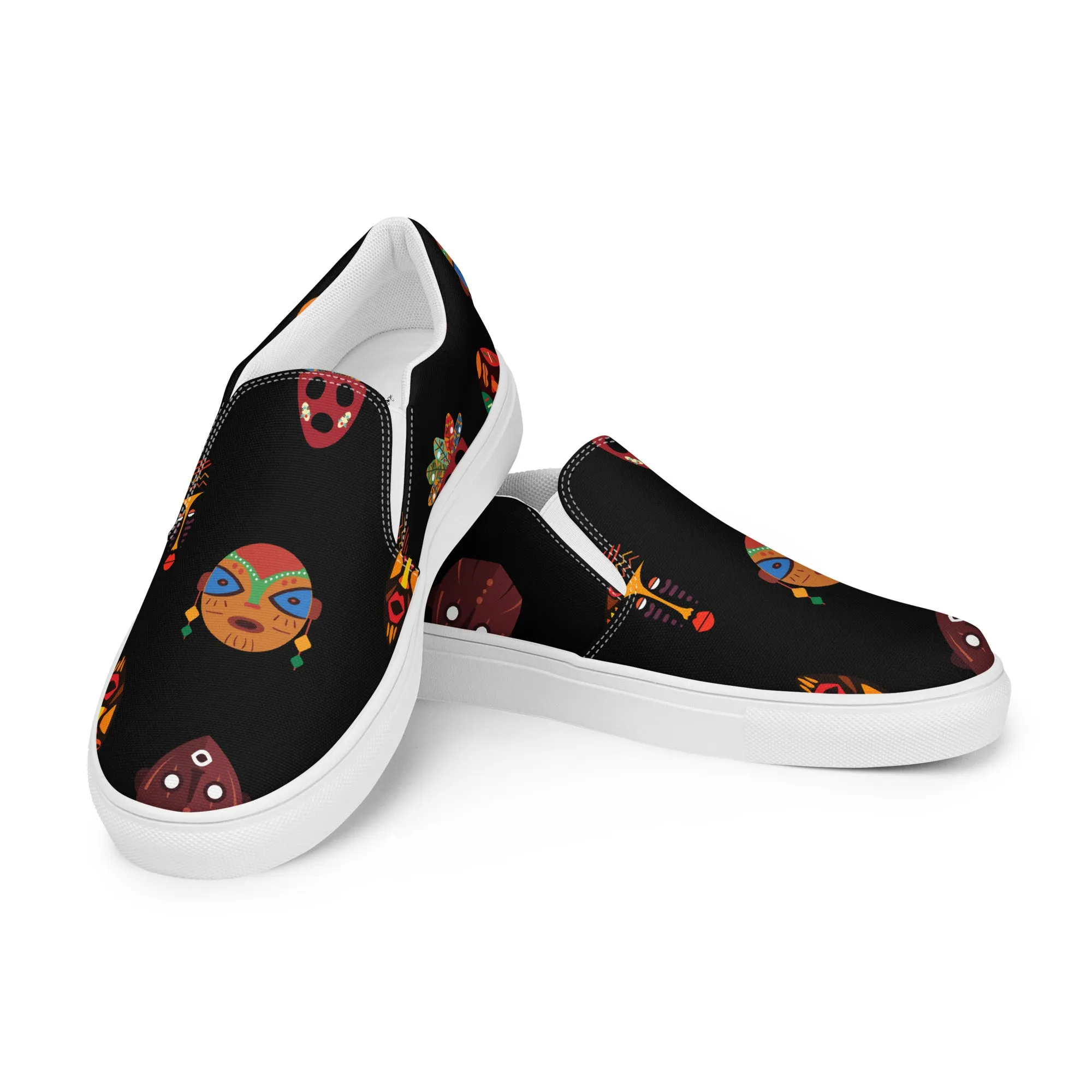 Chi Midnight Tribal Mask Men’s Slip-On Canvas Shoes