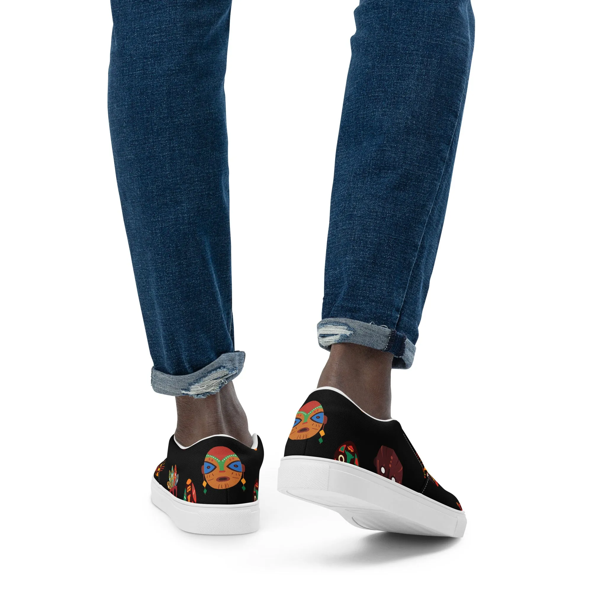 Chi Midnight Tribal Mask Men’s Slip-On Canvas Shoes