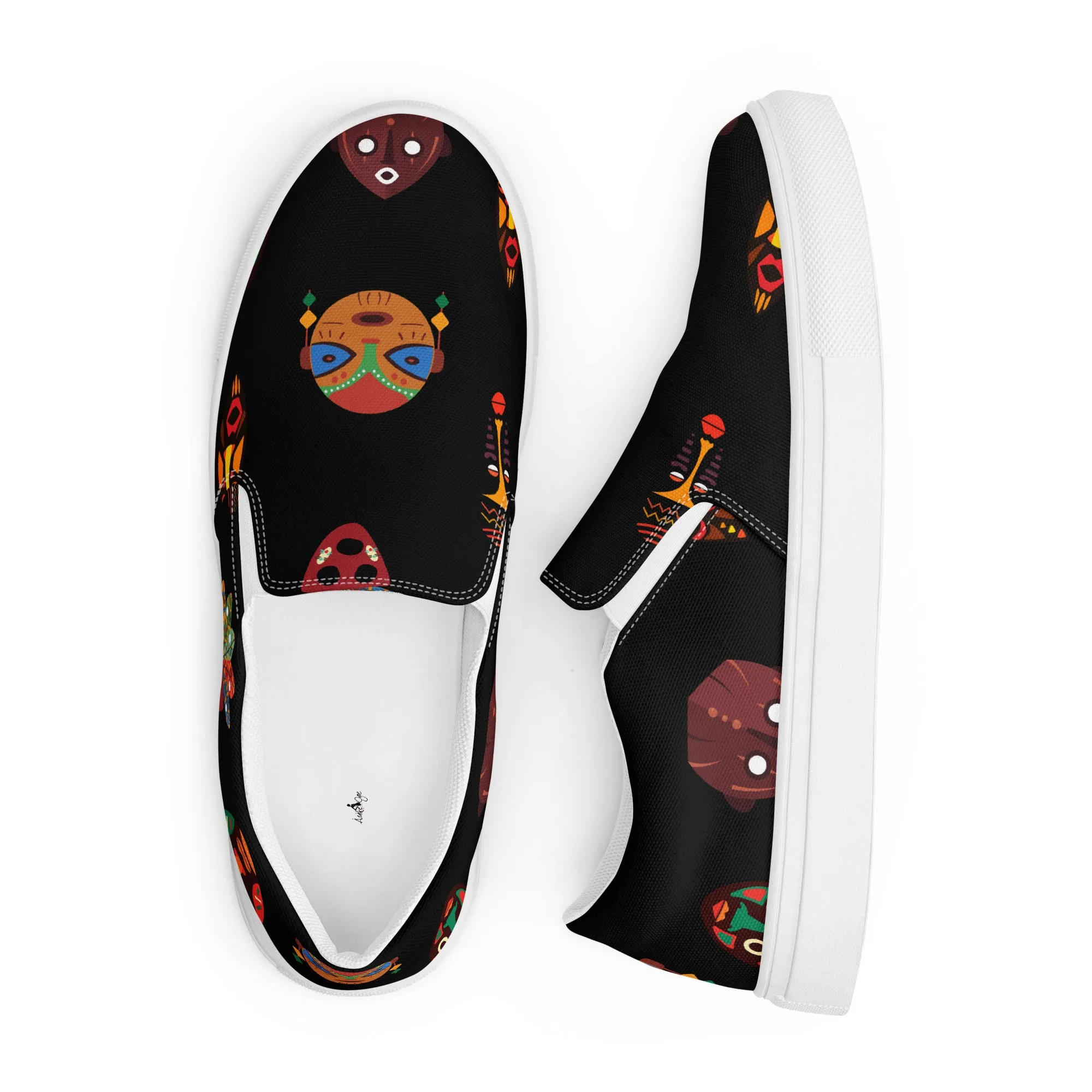 Chi Midnight Tribal Mask Men’s Slip-On Canvas Shoes