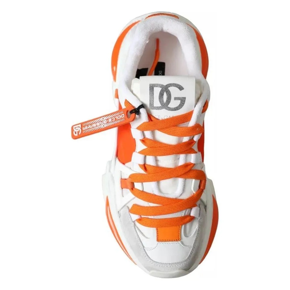 Dolce & Gabbana White Orange Airmaster Low Top Sneakers Shoes