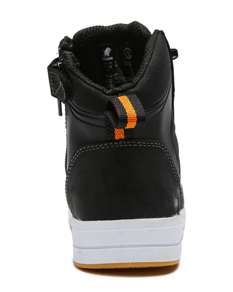 Dune Zip Side Lace Up High Top Safety Shoe - Black