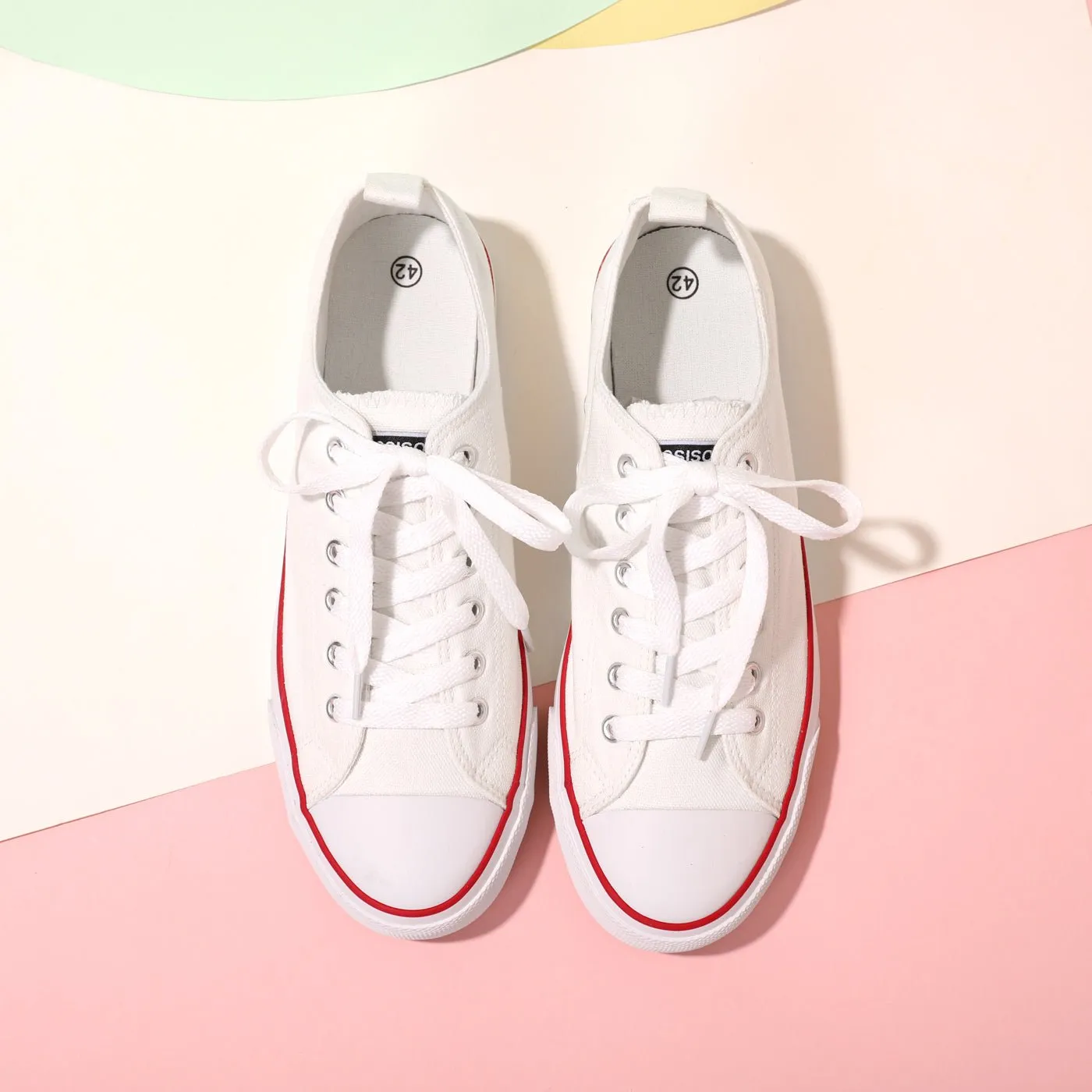 Family Matching Classic Lace Up Canvas Shoes (The tongue label, heel label, and outsole pattern of children's shoes and adult shoes are different)