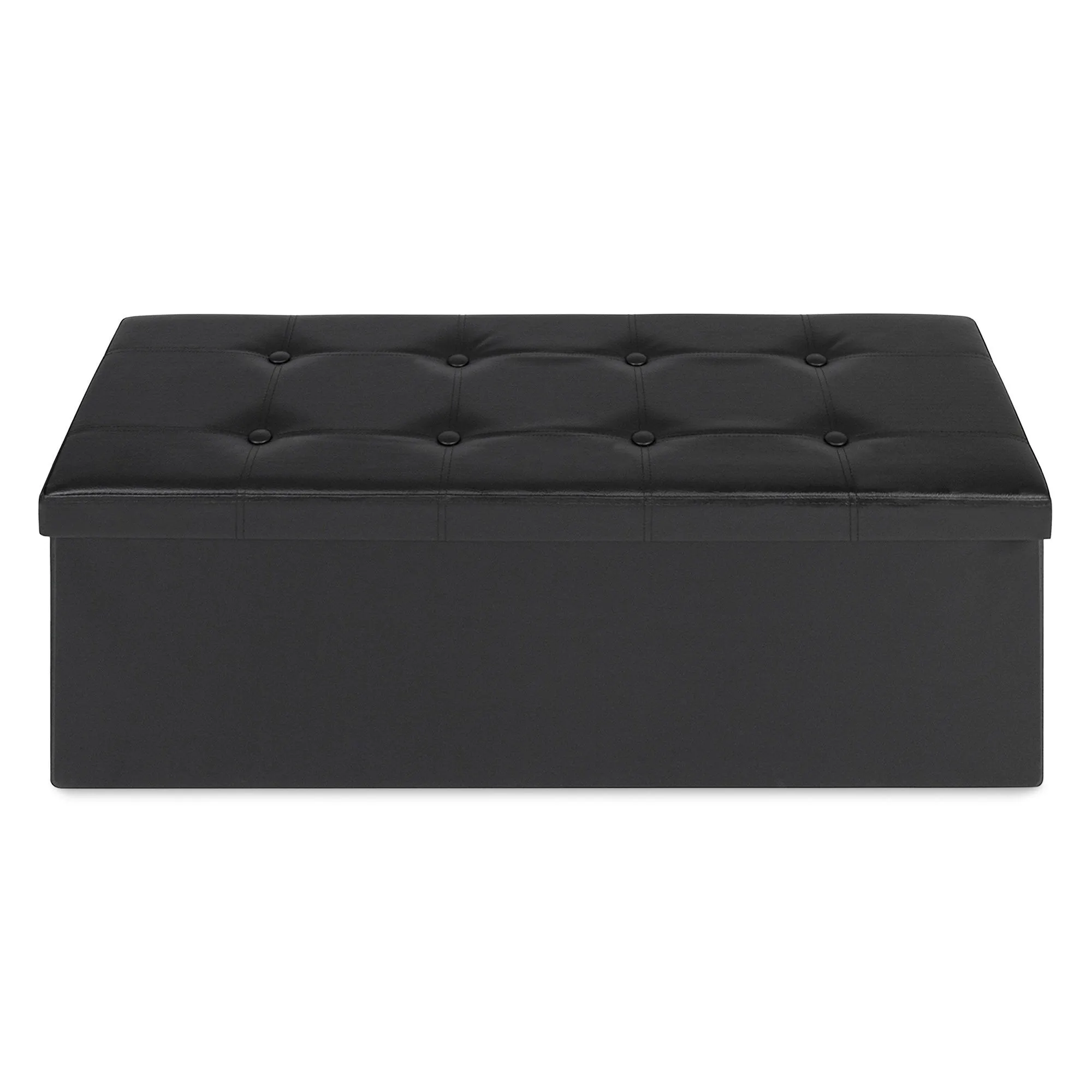 Faux Leather Folding Storage Ottoman Bench