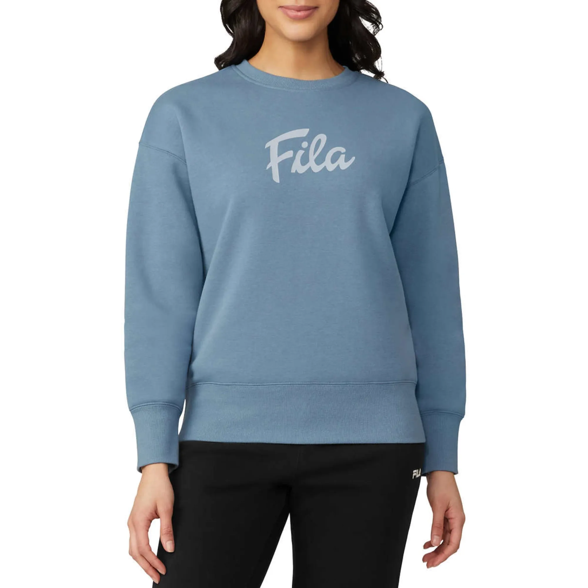 FILA Women's Chest Logo Cotton Blend Active Crewneck Sweatshirt Top