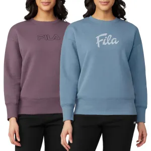 FILA Women's Chest Logo Cotton Blend Active Crewneck Sweatshirt Top