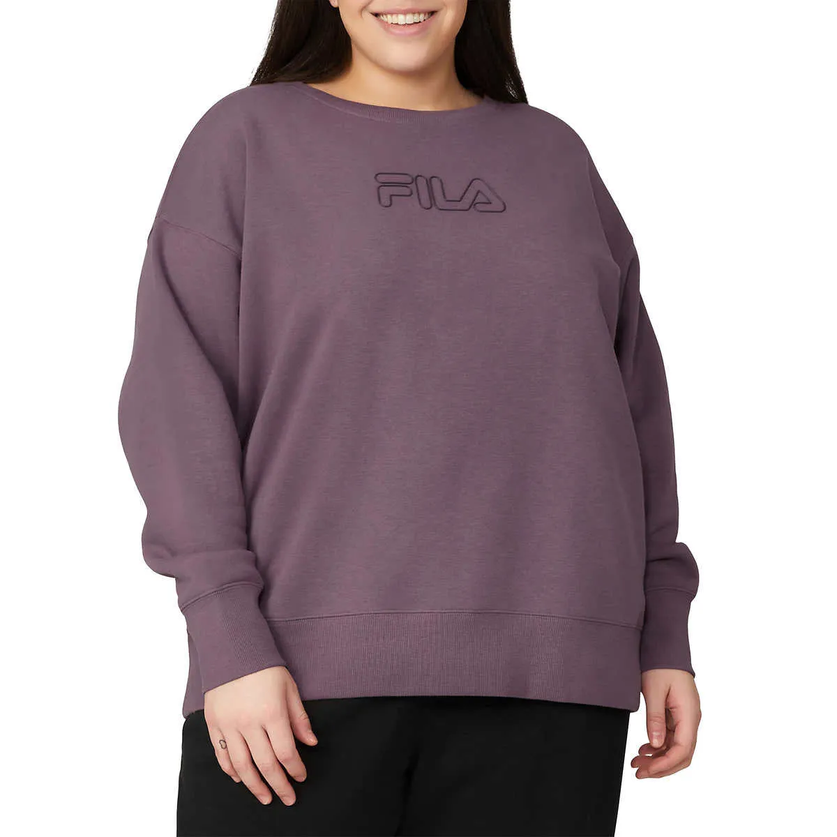 FILA Women's Chest Logo Cotton Blend Active Crewneck Sweatshirt Top