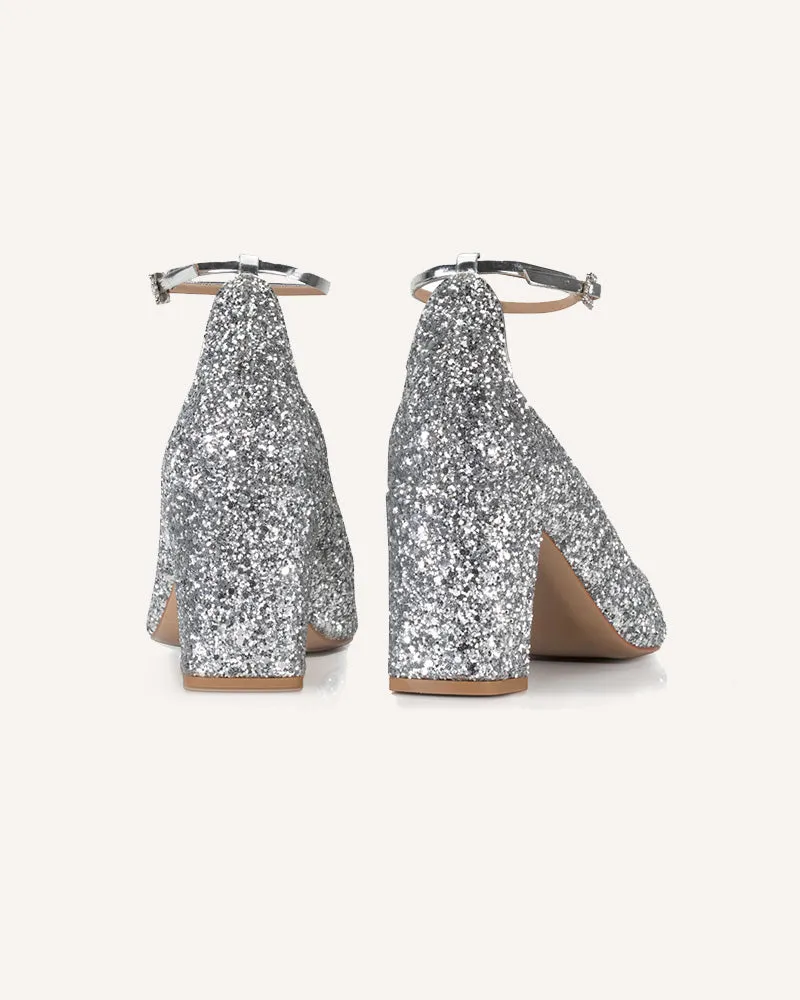 FLORENCE SILVER GLITTER PUMPS