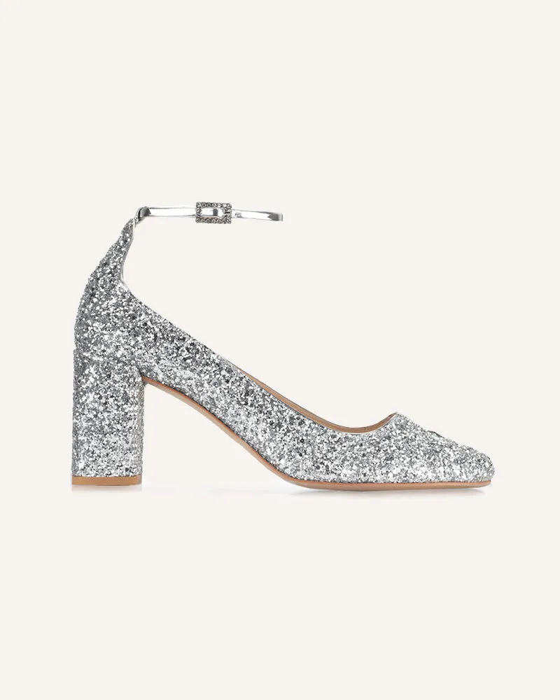 FLORENCE SILVER GLITTER PUMPS