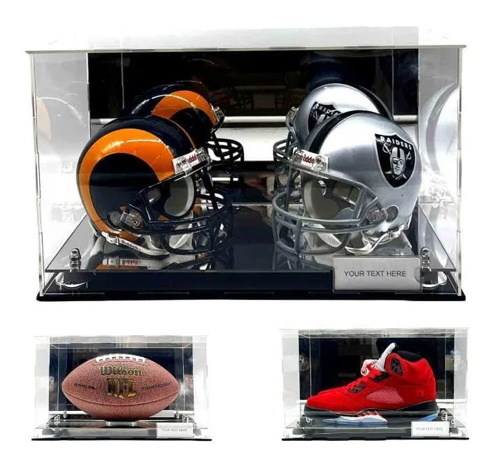 Football Shoe Display Case Stand Box Sports Memorabilia Acrylic Gold Silver Riser Mirror Clear UV Protection