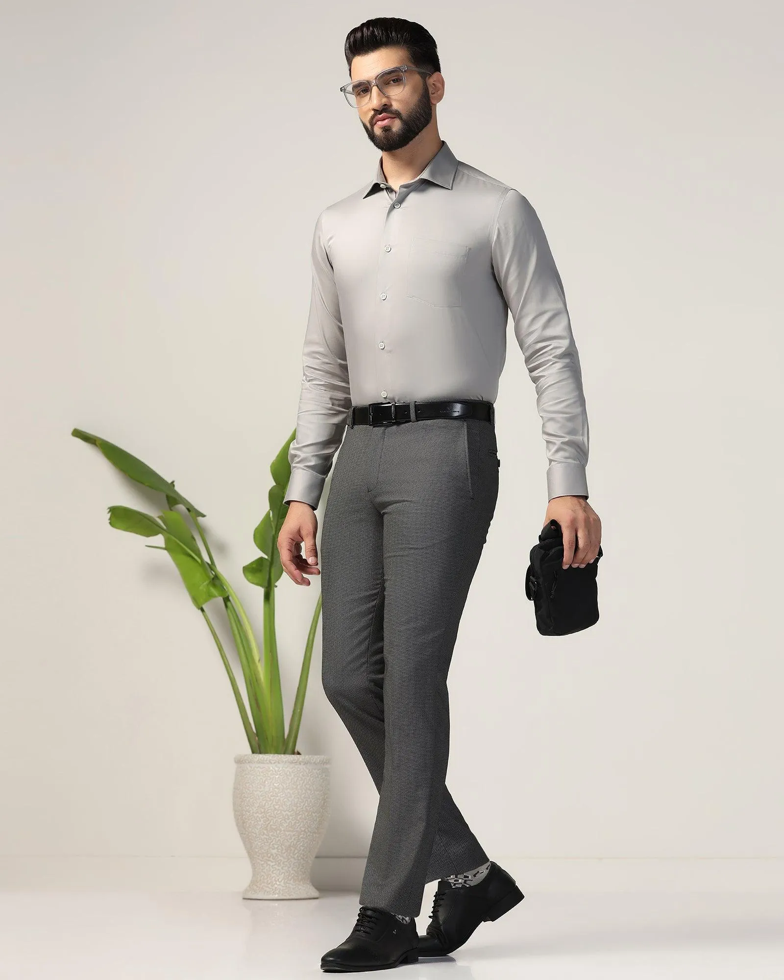 Formal Grey Solid Shirt - Alice