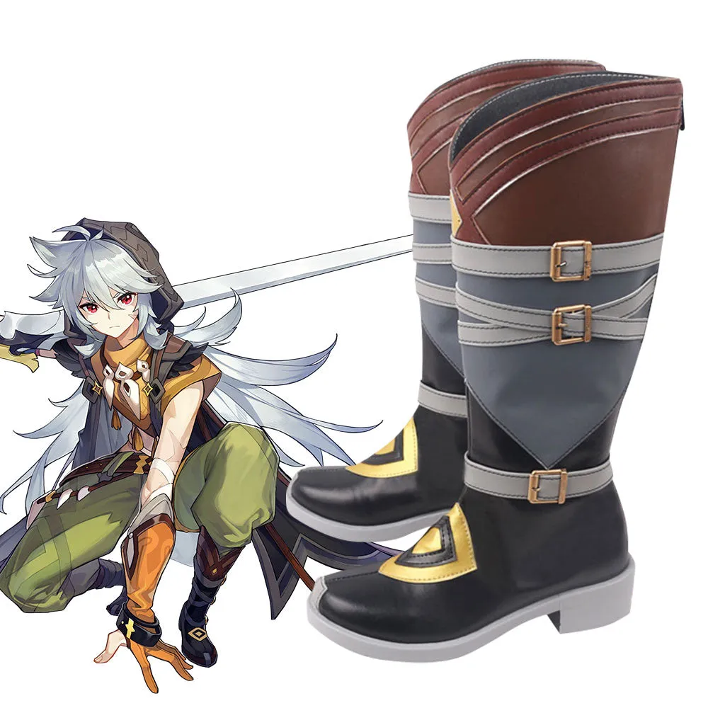 Genshin Impact Razor Brown Shoes Cosplay Boots